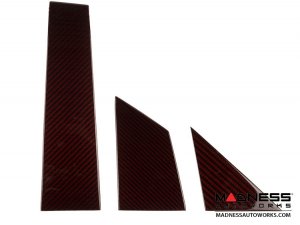 FIAT 500 Pillar Trim Set - Carbon Fiber - Red Candy - 6 pc set